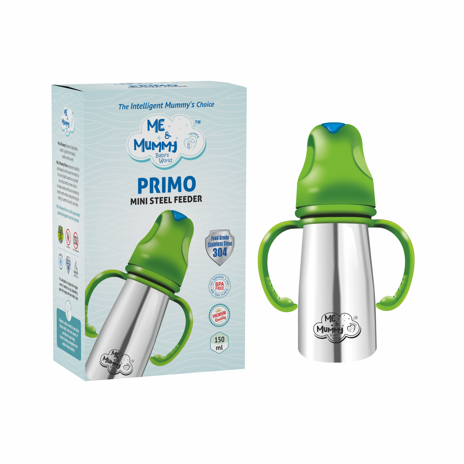 Mee Baby Steel Feeding Bottle Nipple Me And Mummy Primo Stainless