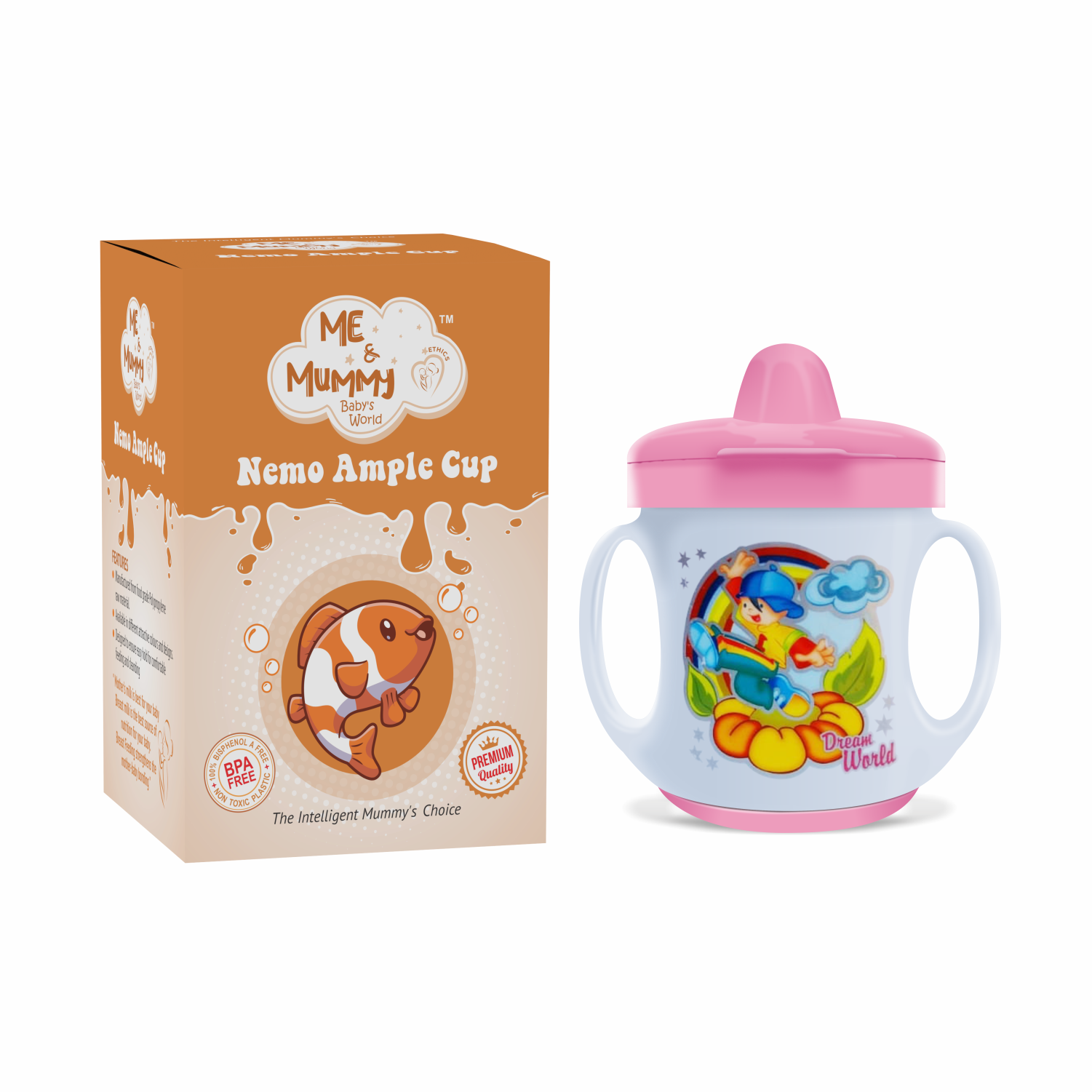 Ample Cup (Sippy/Sipper) with Cover and Doodle Twin Handle 150ml