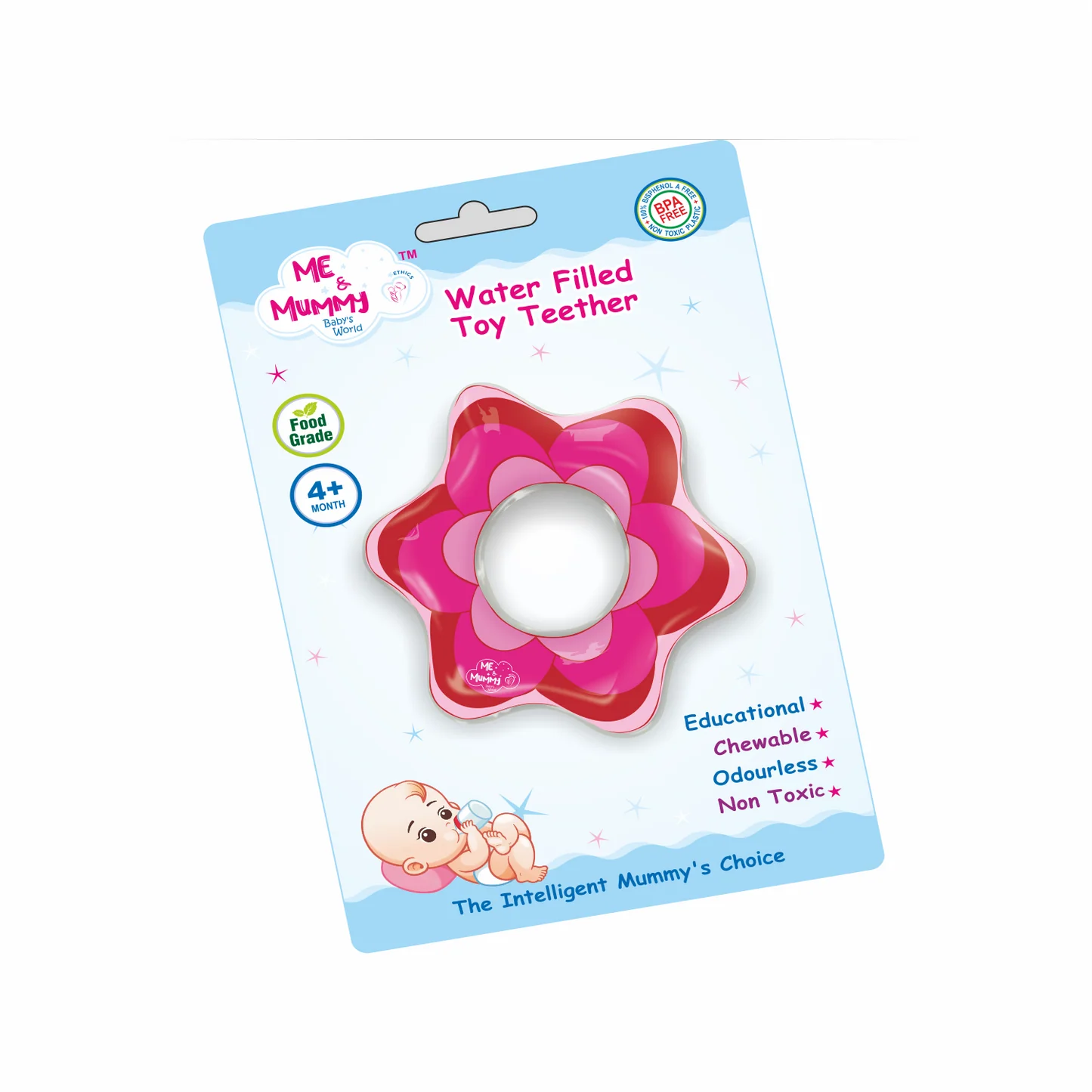 Me And Mummy Water Teether for 6 to 12 Months Baby Easy Grip, Water Filled Silicone for Teething Baby Toy Gums (Any 1)