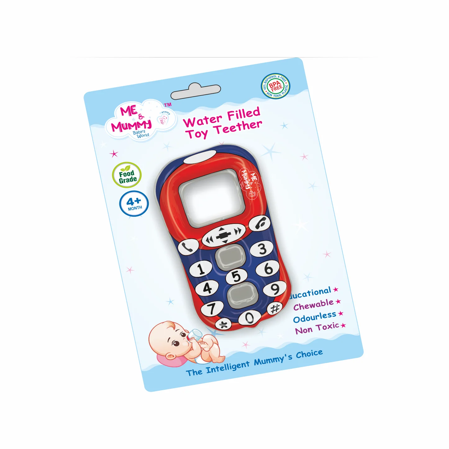 Me And Mummy Water Teether for 6 to 12 Months Baby Easy Grip, Water Filled Silicone for Teething Baby Toy Gums (Any 1)