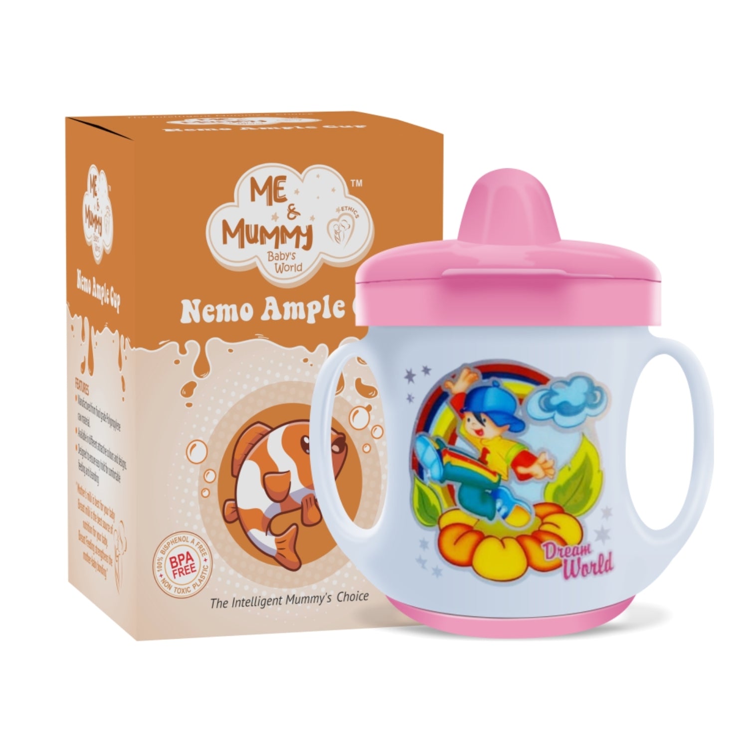 Ample Cup (Sippy/Sipper) with Cover and Doodle Twin Handle 150ml
