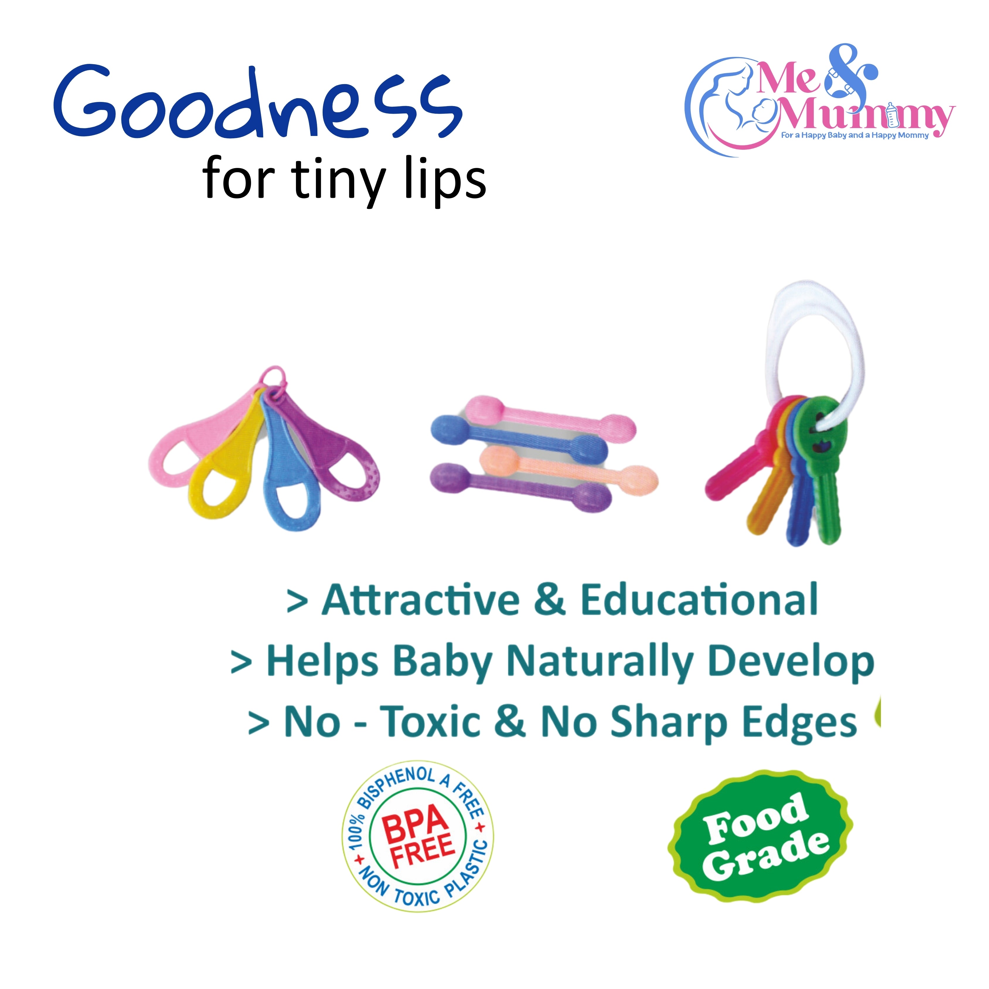 BPA-Free Non Toxic Toddler and Infant Baby Tooth Sooter Teether Keys Teething Toys for Baby Toy Textured Silicone for Baby (Key Teether and Stick)
