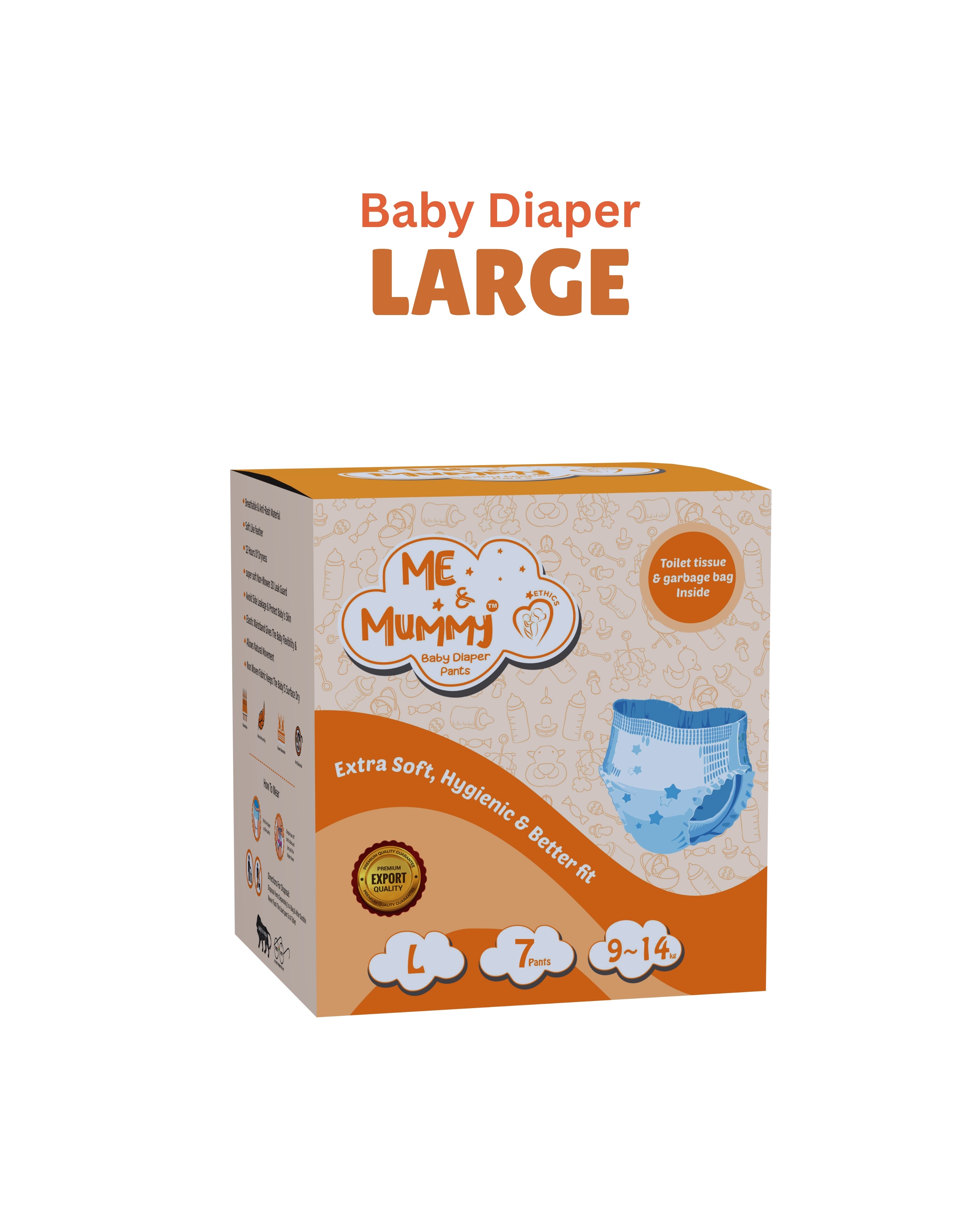Large Baby Diaper Pants ( For 9 to 14 kg) (Trial-07 pcs)