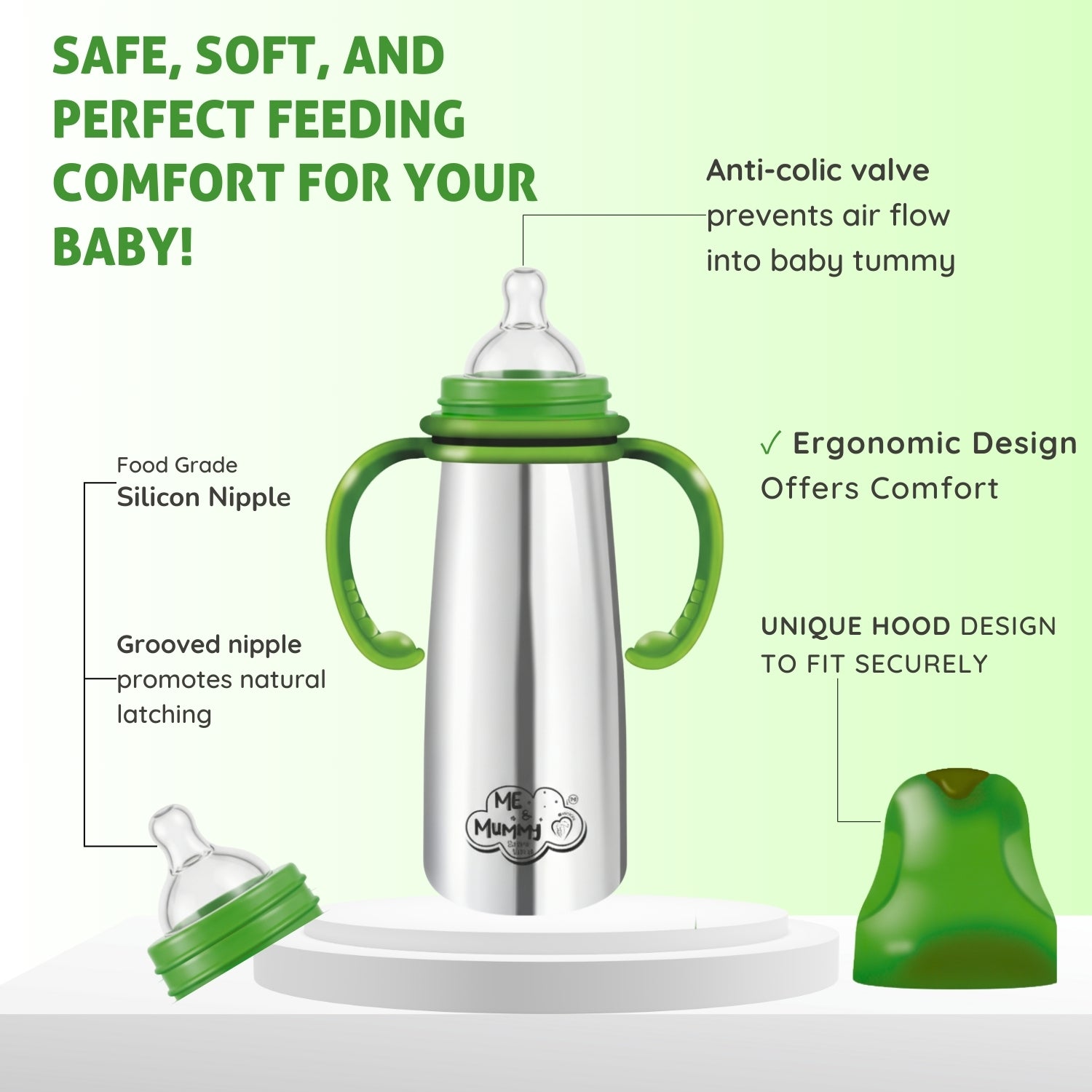 primo Stainless Steel Feeding Bottle for Baby | Premium Stainless Steel | Anti-Colic | BPA Free | Safe and Hygenic (150 ml - Regular Neck, Feeding Bottle)