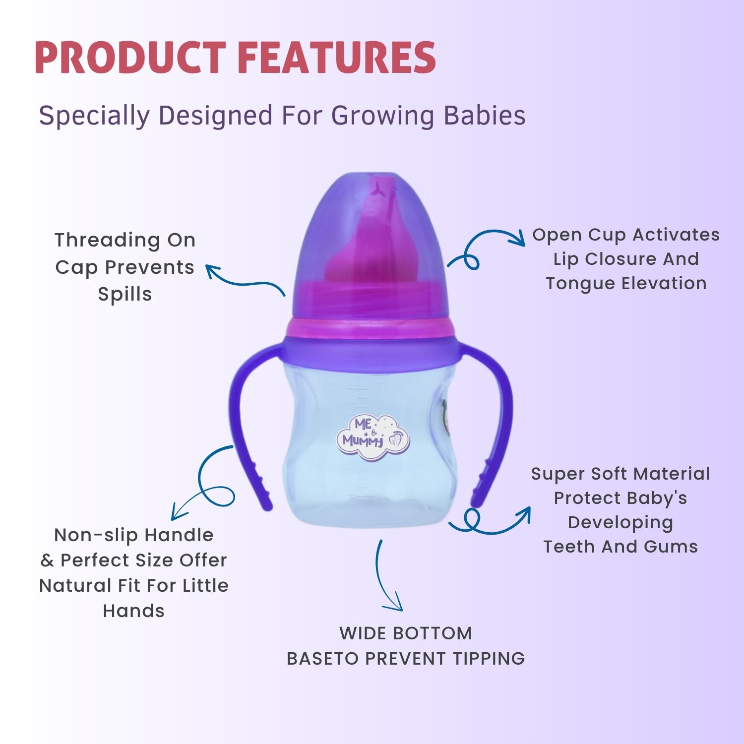 Sipper Cup Soft Spout  for Babies | Leak Proof Design | BPA Free | Builds Oral Strength | Easy to Hold and Drink with Detachable Handle | Serializable Cup | 150 ml (0-24 Months,)