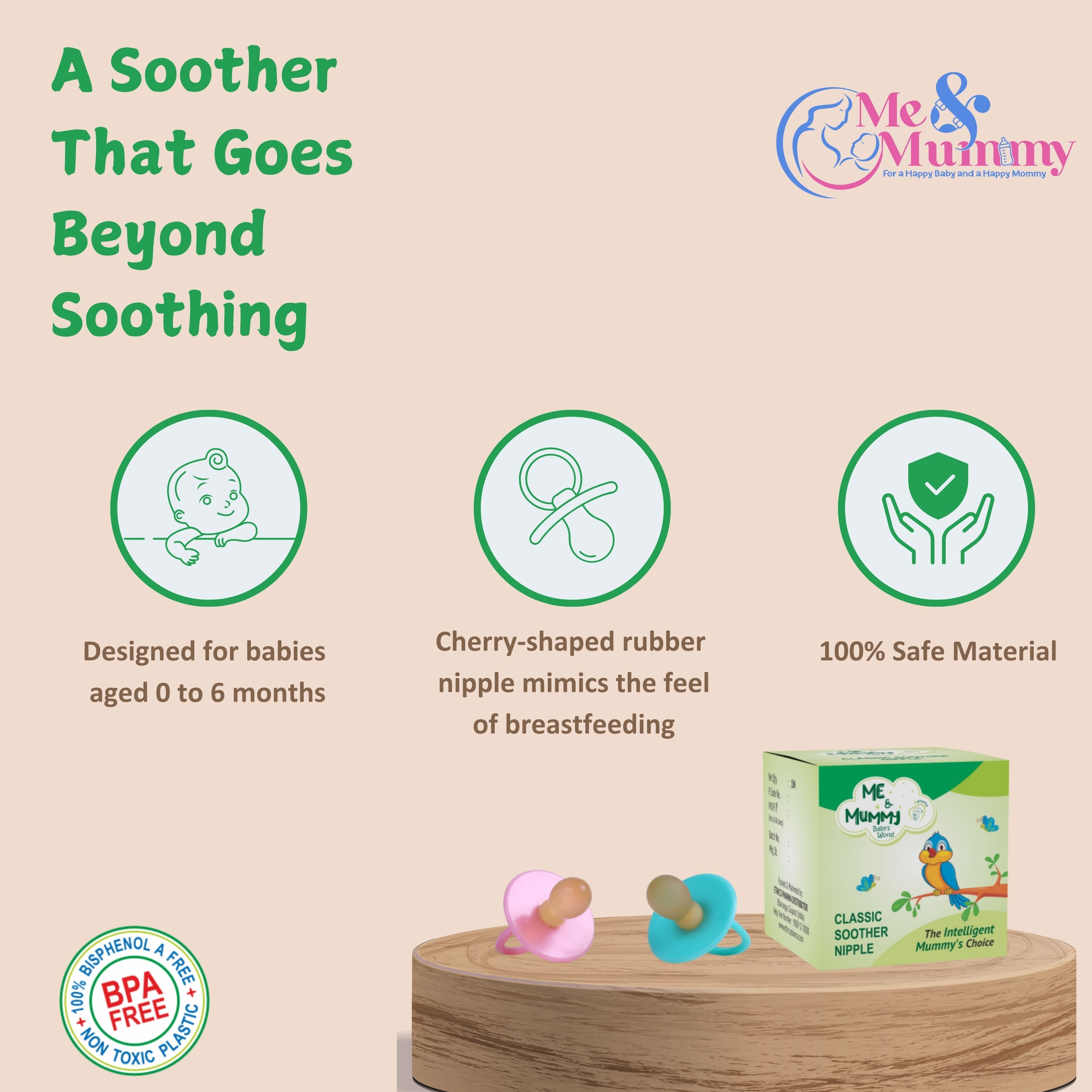 Baby Classic Soother/Pacifier Soft Rubber Nipple| BPA Free | Oral stimulatory | Teether | Pack of 4(No Cap) | 0-6 months + Kids