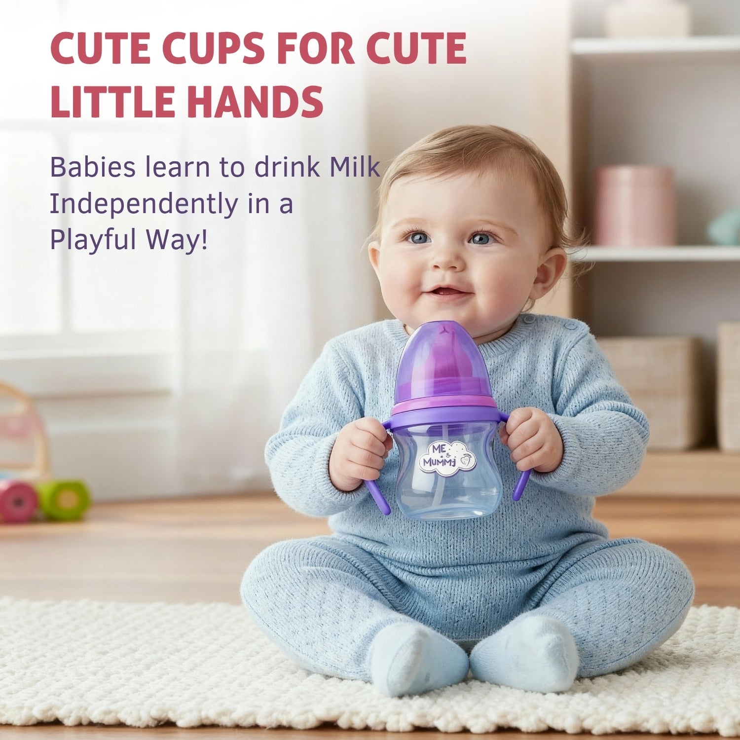 Sipper Cup Soft Spout  for Babies | Leak Proof Design | BPA Free | Builds Oral Strength | Easy to Hold and Drink with Detachable Handle | Serializable Cup | 150 ml (0-24 Months,)