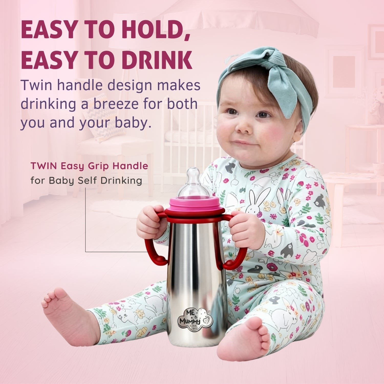 Me and mummy primo Stainless Steel Feeding Bottle for Baby | Premium Stainless Steel | Anti-Colic | BPA Free | Safe and Hygenic (260 ml - Regular Neck, Feeding Bottle)