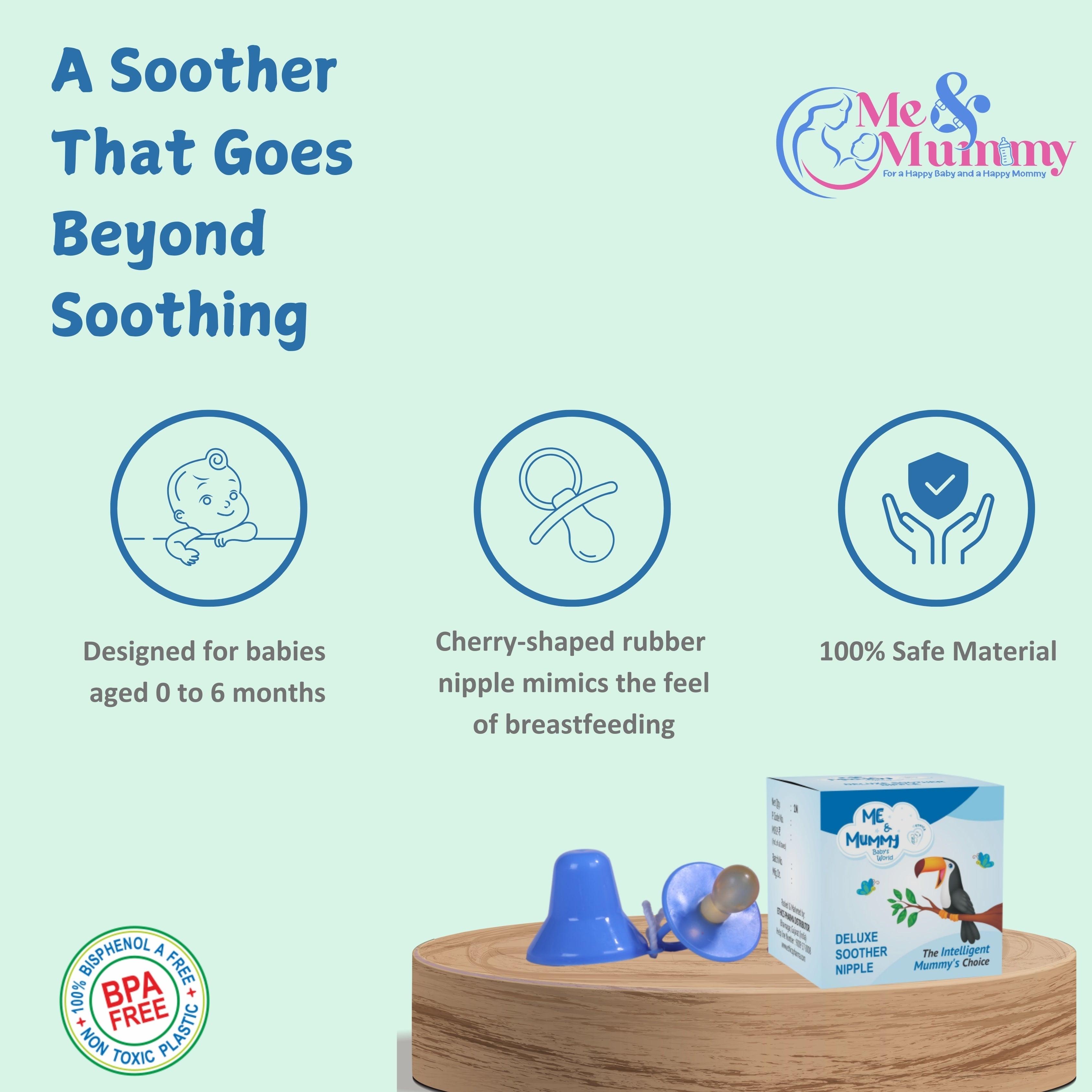 Baby Deluxe Soother/Pacifier Soft Rubber Nipple| BPA Free | Oral stimulatory | Teether | Pack of 4(with Cap) | 0-6 months + Kids