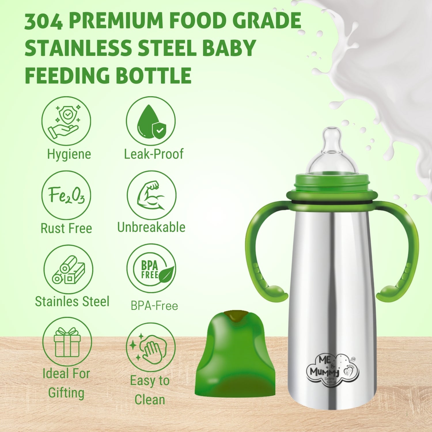 primo Stainless Steel Feeding Bottle for Baby | Premium Stainless Steel | Anti-Colic | BPA Free | Safe and Hygenic (150 ml - Regular Neck, Feeding Bottle)