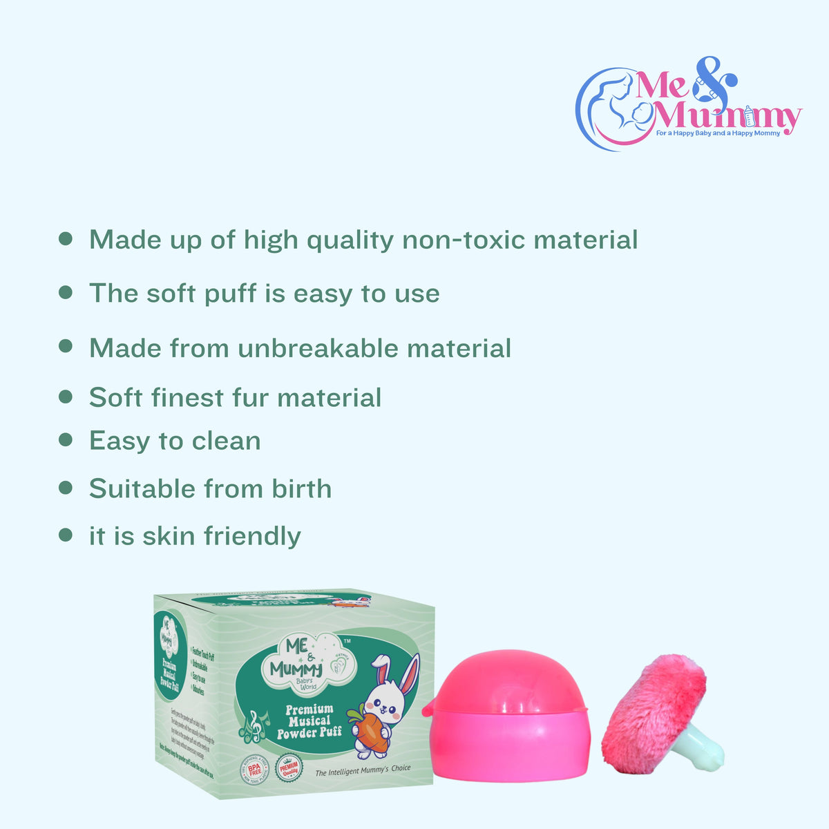 Mummy Rabvit Me and Mummy Rabbit Musicale Soft Feel Baby Powder Puff - BPA Free | B ...