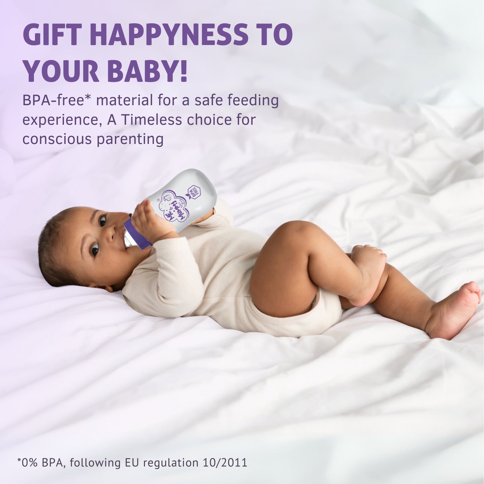 Elephant Anti-Colic Slim Regular Neck Essential Bpa-Free Baby Feeding Bottle, 125Ml, Pack Of 1, purple