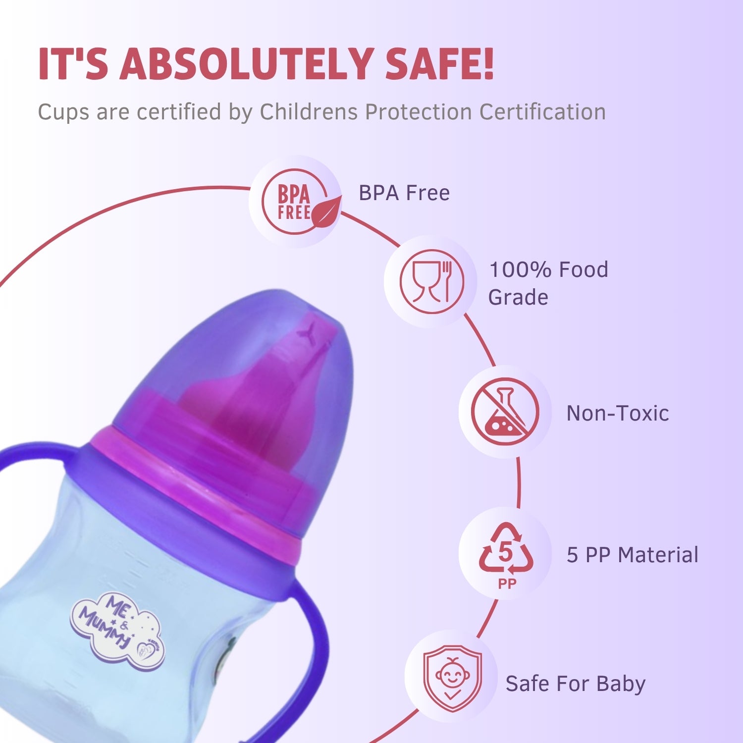 Sipper Cup Soft Spout  for Babies | Leak Proof Design | BPA Free | Builds Oral Strength | Easy to Hold and Drink with Detachable Handle | Serializable Cup | 150 ml (0-24 Months,)