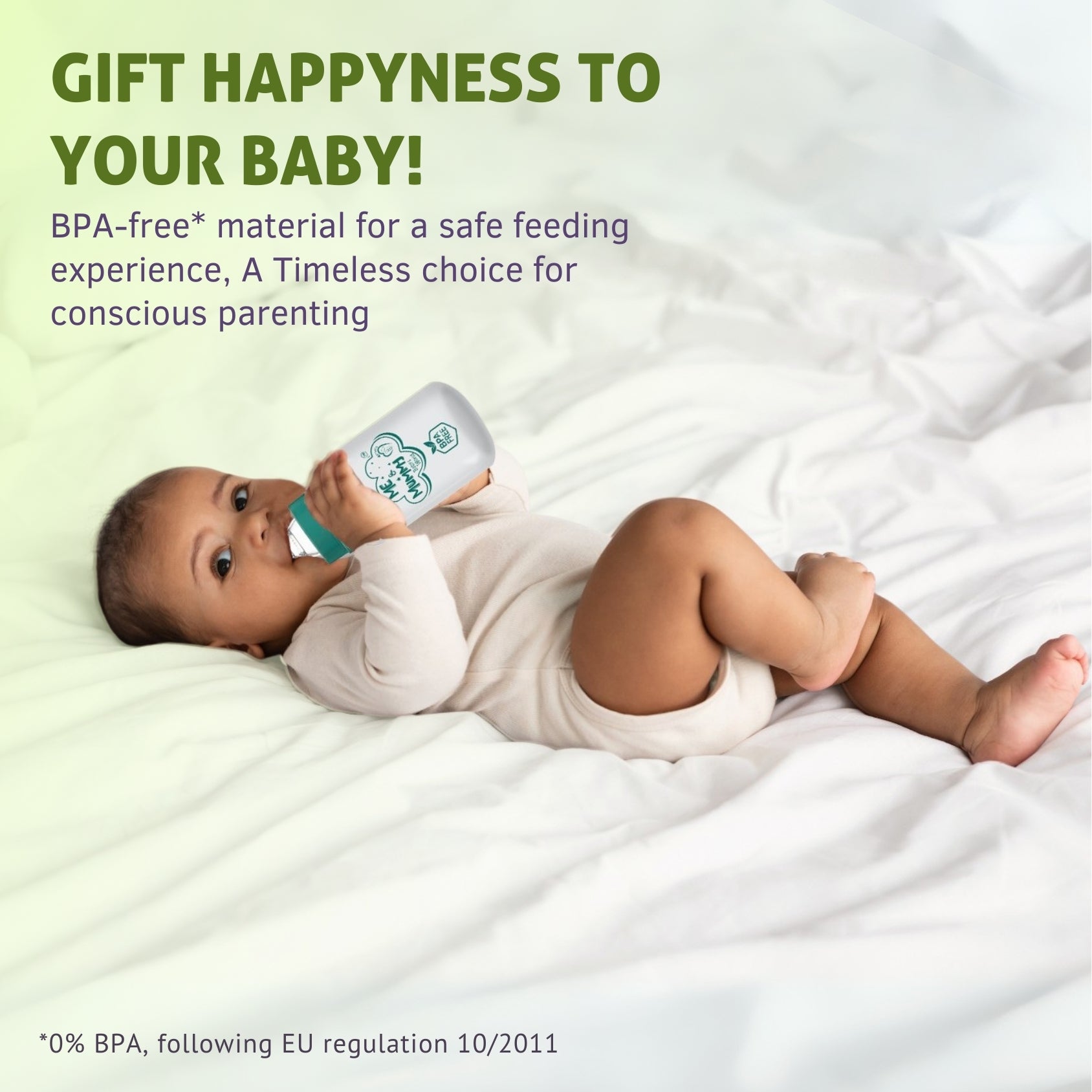 DEER Anti-Colic Slim Regular Neck Essential Bpa-Free Baby Feeding Bottle, 125Ml, Pack Of 1, GREEN