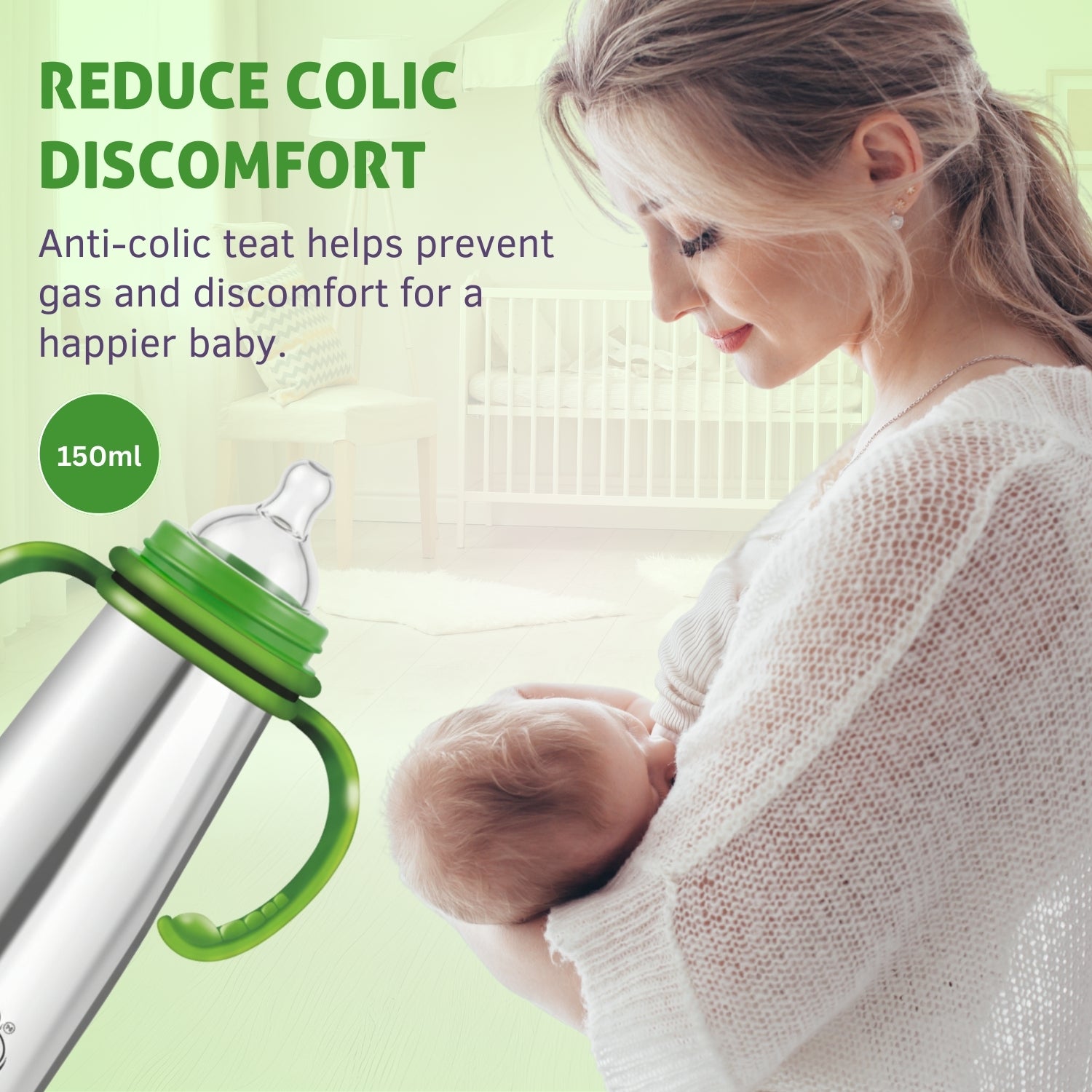 primo Stainless Steel Feeding Bottle for Baby | Premium Stainless Steel | Anti-Colic | BPA Free | Safe and Hygenic (150 ml - Regular Neck, Feeding Bottle)