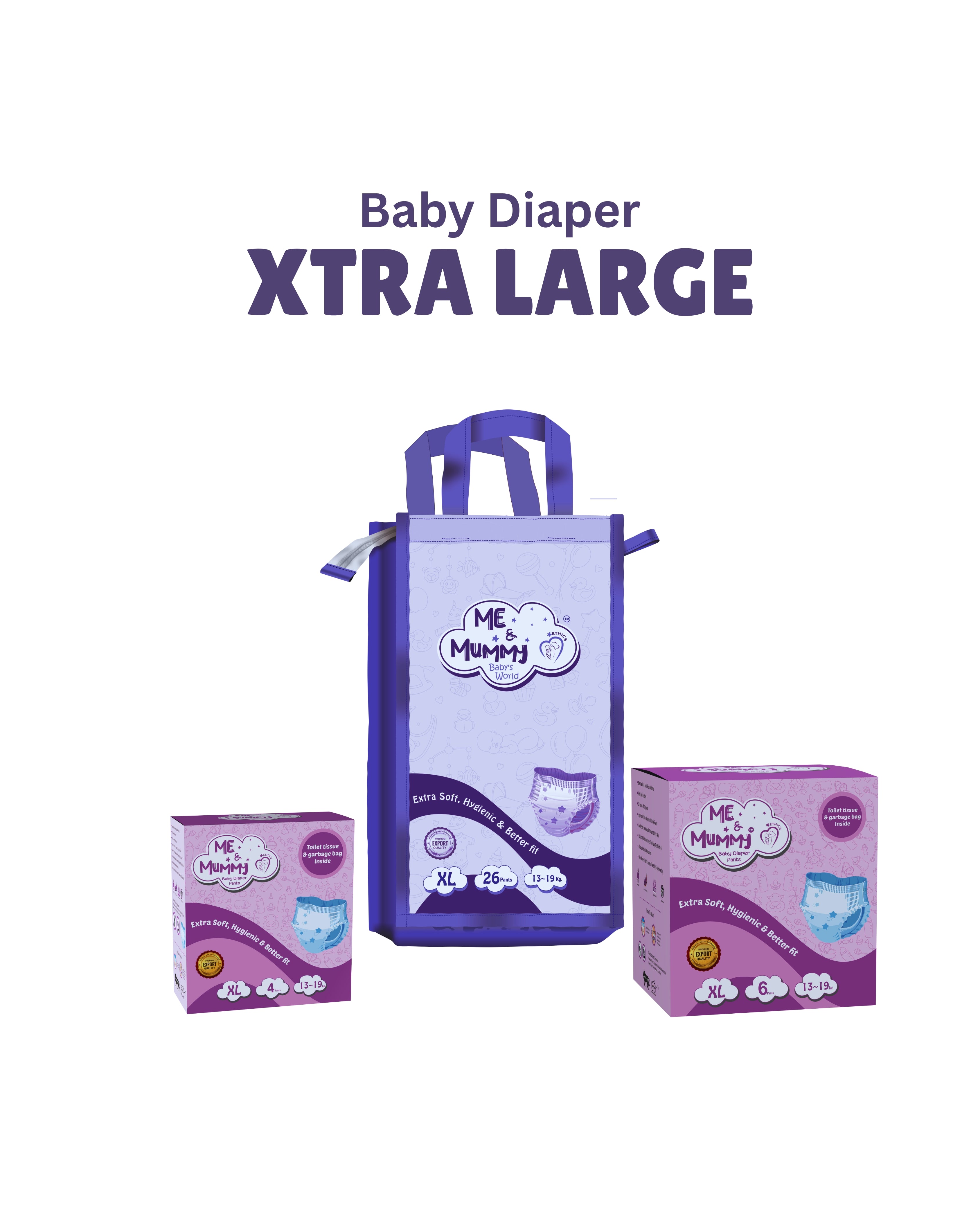 Xtra Large Baby Diaper Pants ( For 13 to 19 kg) Pack of 26 pcs