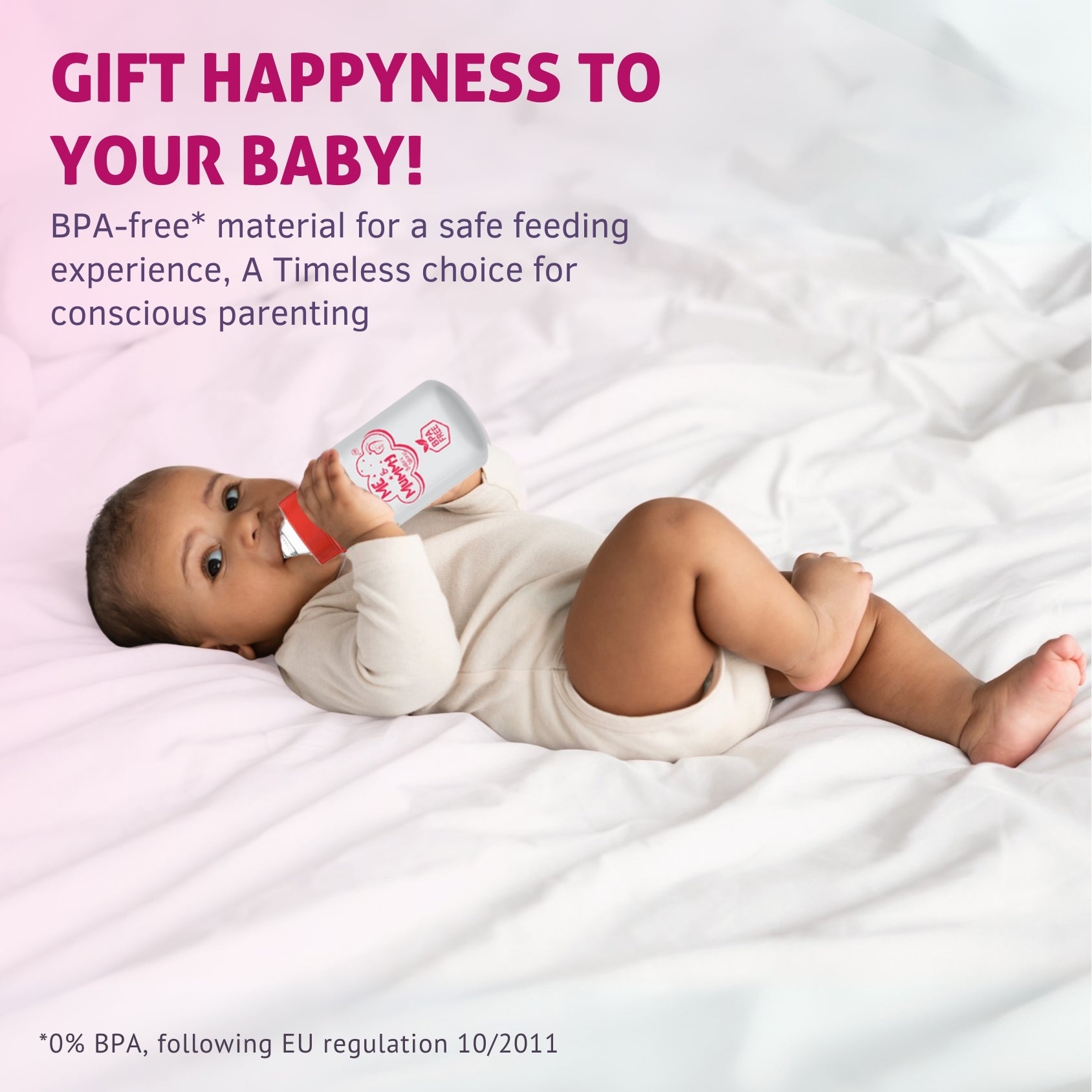 unicorn Anti-Colic Slim Regular Neck Essential Bpa-Free Baby Feeding Bottle, 125Ml, Pack Of 1, pink