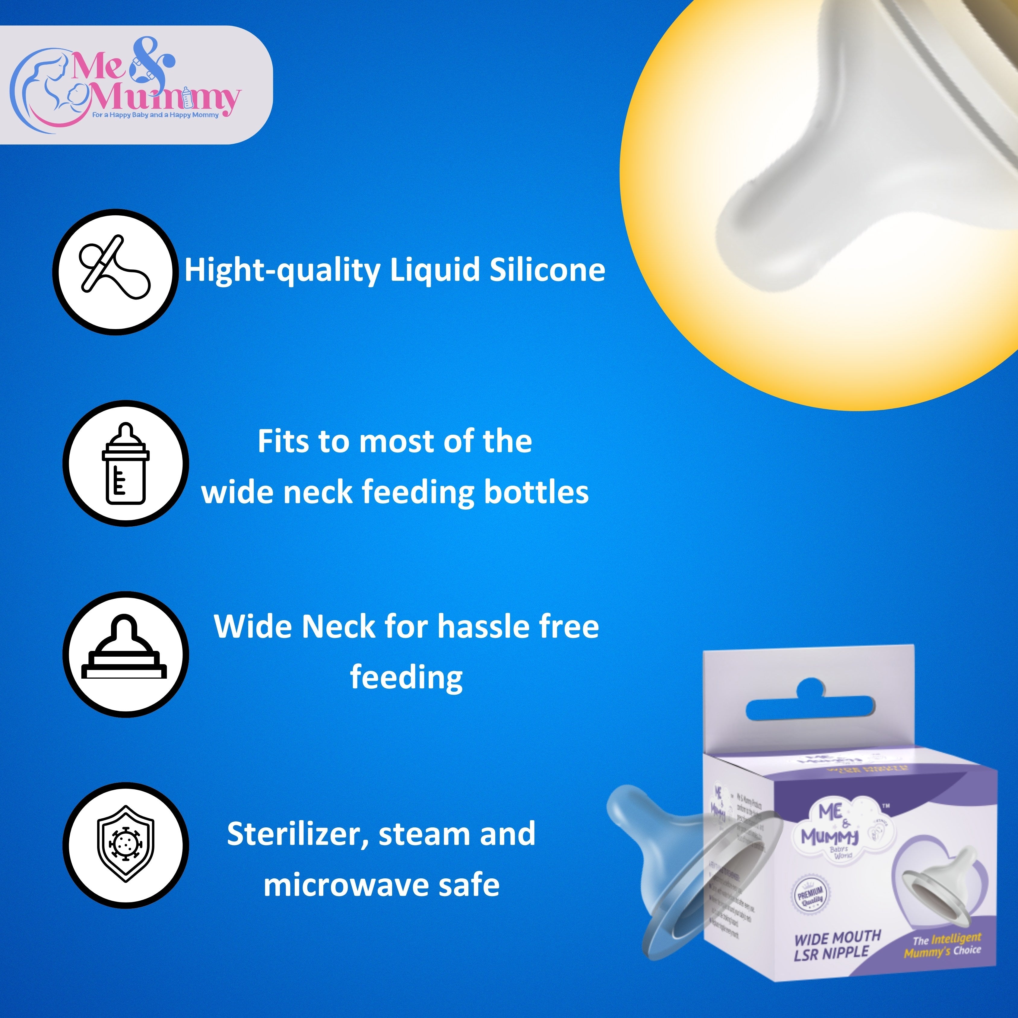 Nurture Anti Colic Teat/Nipple for Wide Neck Bottle |2pcs |Bottle Nipple for Baby, 6m+ | Soft & Flexible Silicone| Leak Proof, Bpa Free