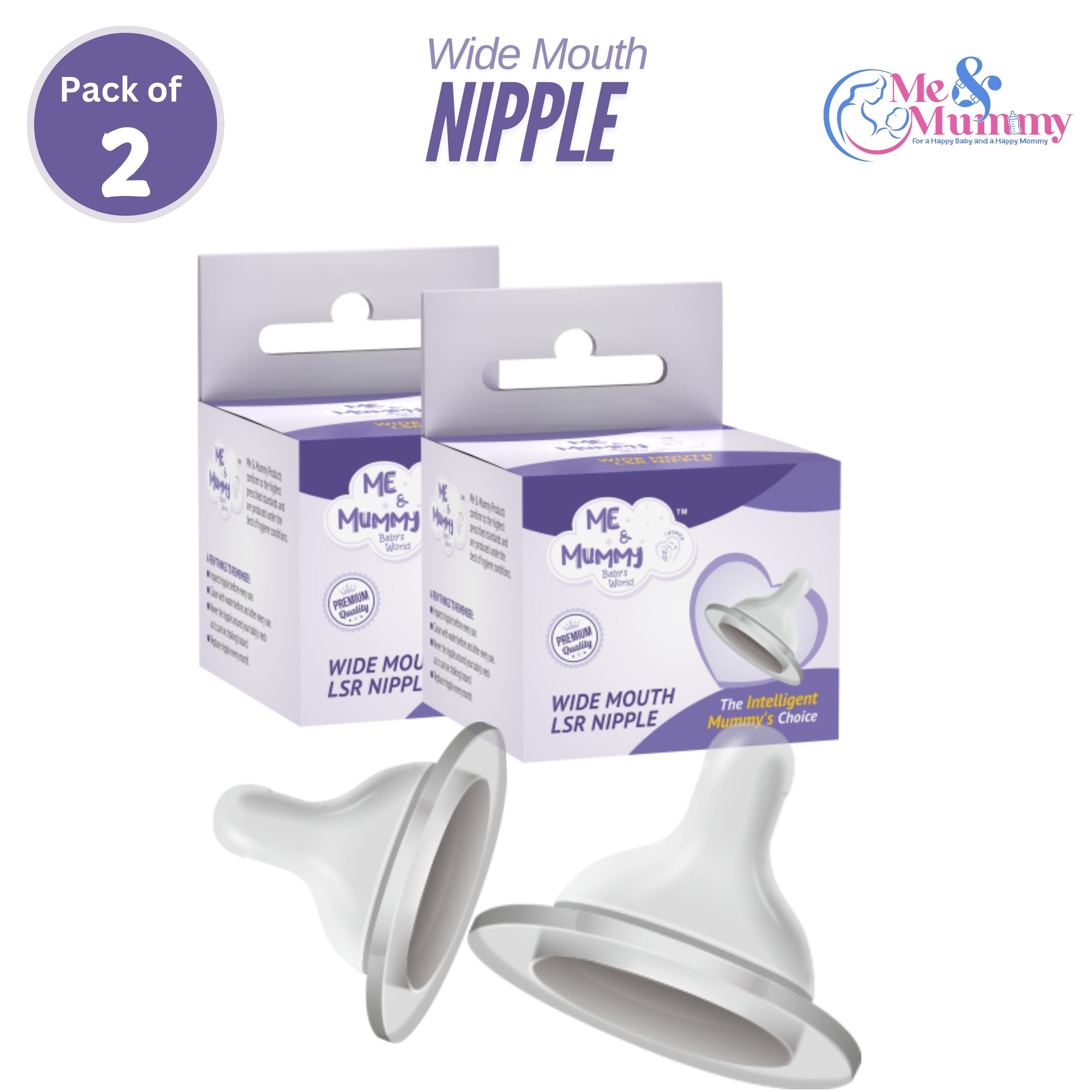 Nurture Anti Colic Teat/Nipple for Wide Neck Bottle |2pcs |Bottle Nipple for Baby, 6m+ | Soft & Flexible Silicone| Leak Proof, Bpa Free