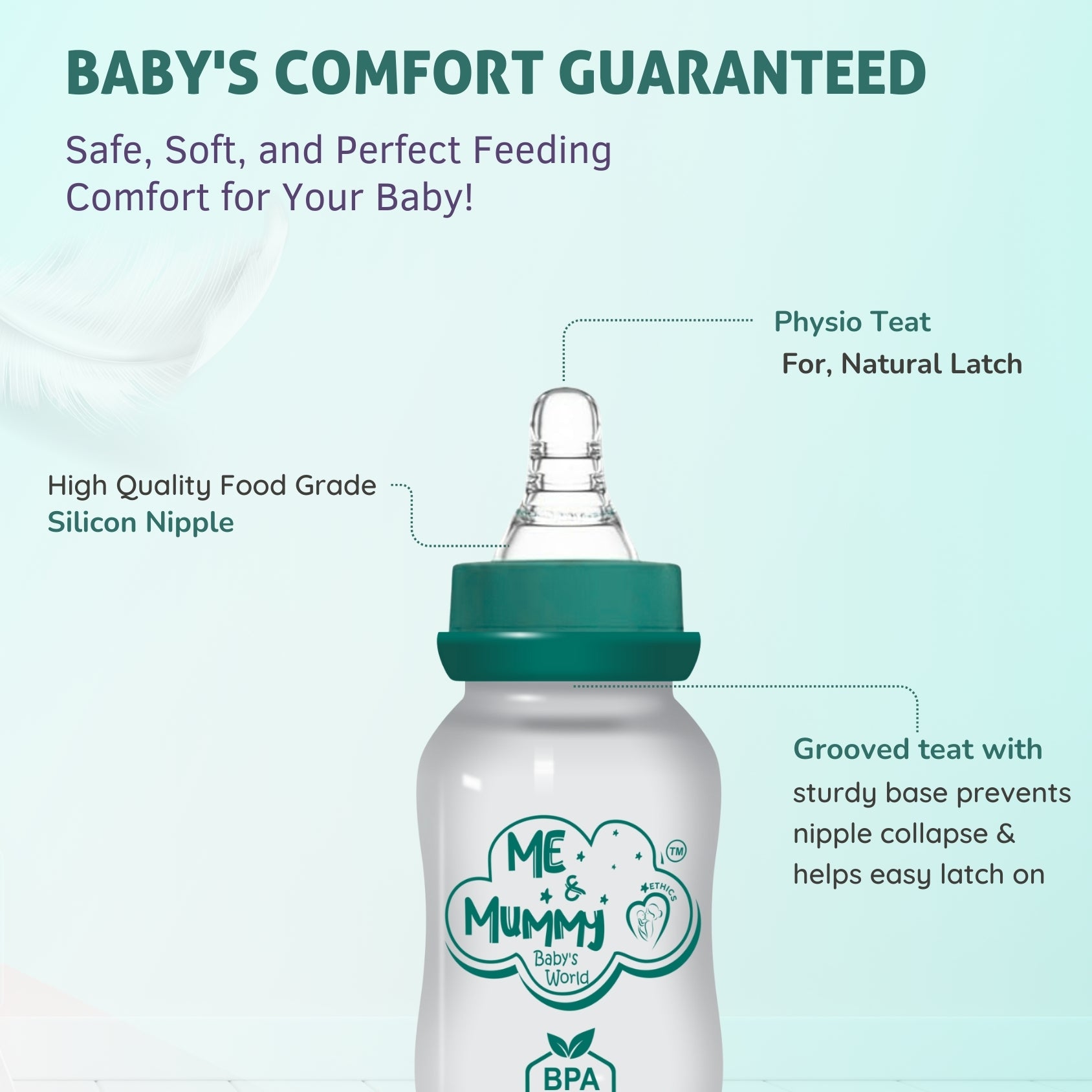 Tiger Anti-Colic Slim Regular Neck Essential Bpa-Free Baby Feeding Bottle, 125Ml, Pack Of 1, GREEN
