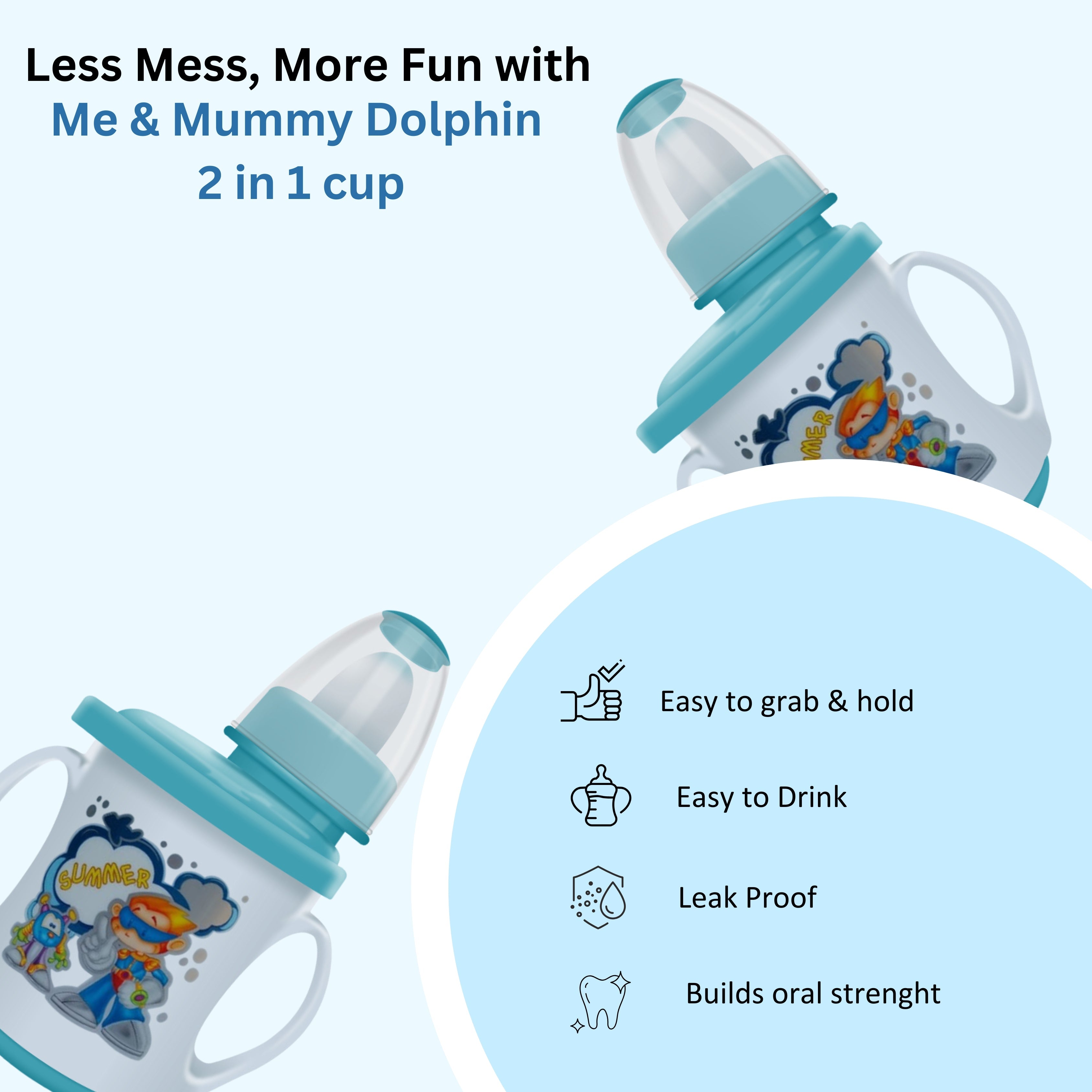 2 in 1 Convertible Soft Spout & Nipple Cup | Anti Spill, BPA-Free & Non-Toxic |, 150ml