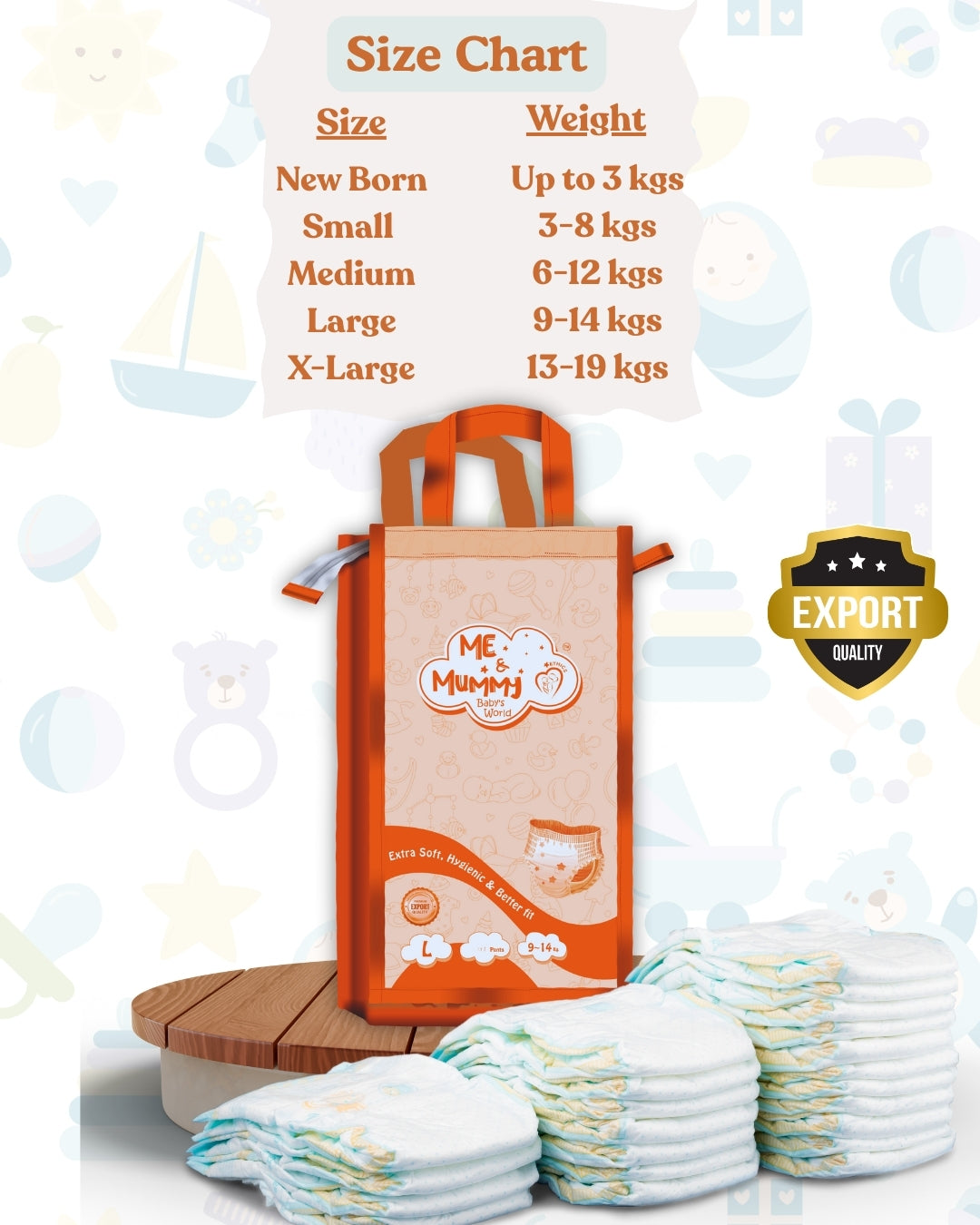 Large Baby Diaper Pants ( For 9 to 14 kg)