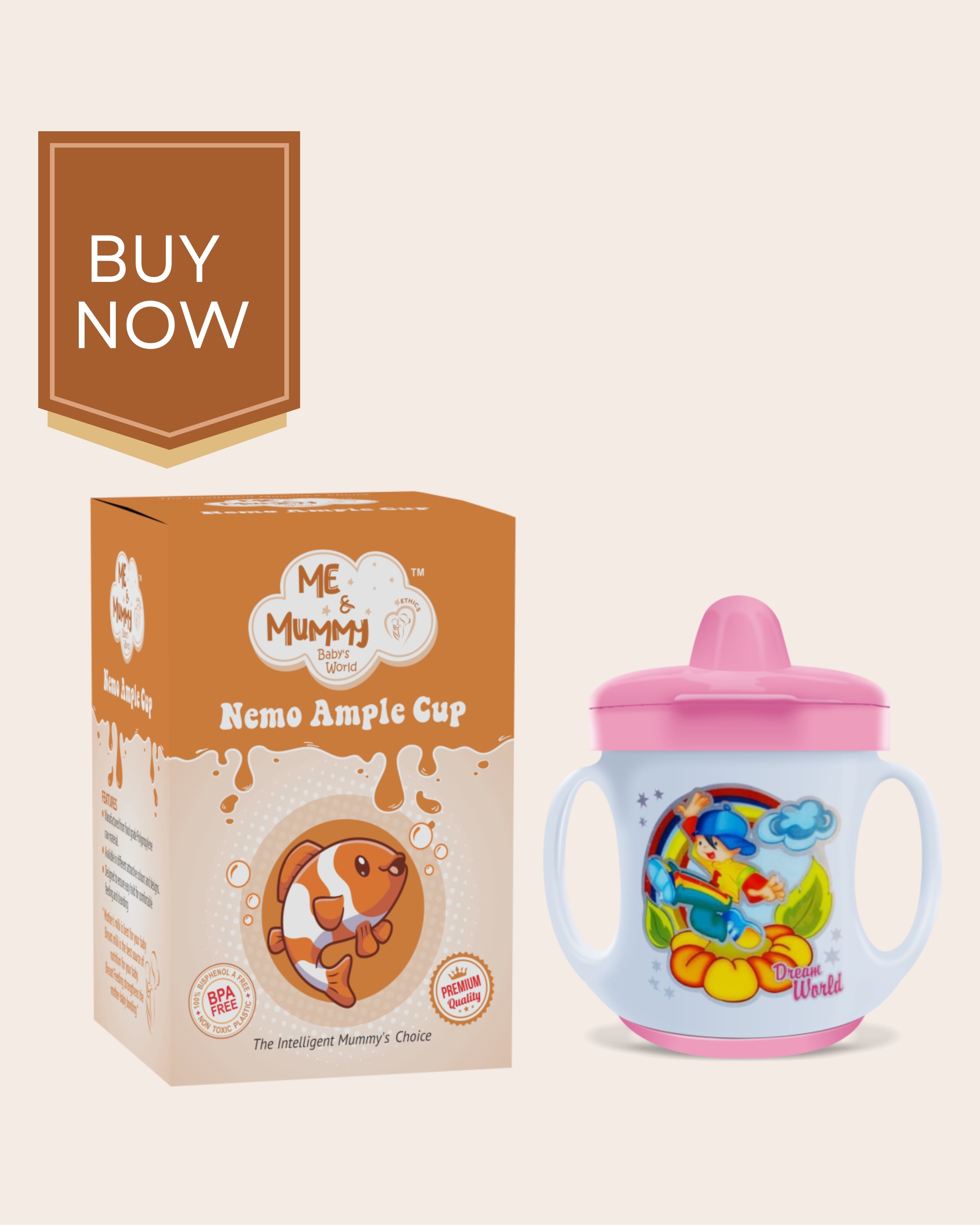 Ample Cup (Sippy/Sipper) with Cover and Doodle Twin Handle 150ml