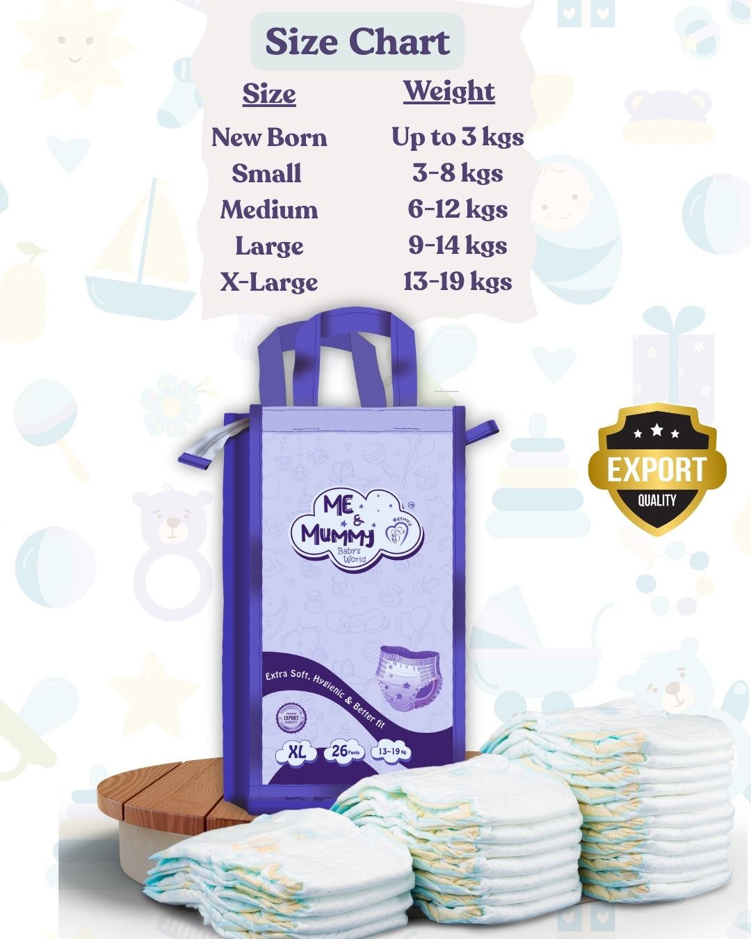 Xtra Large Baby Diaper Pants ( For13to19 kg)