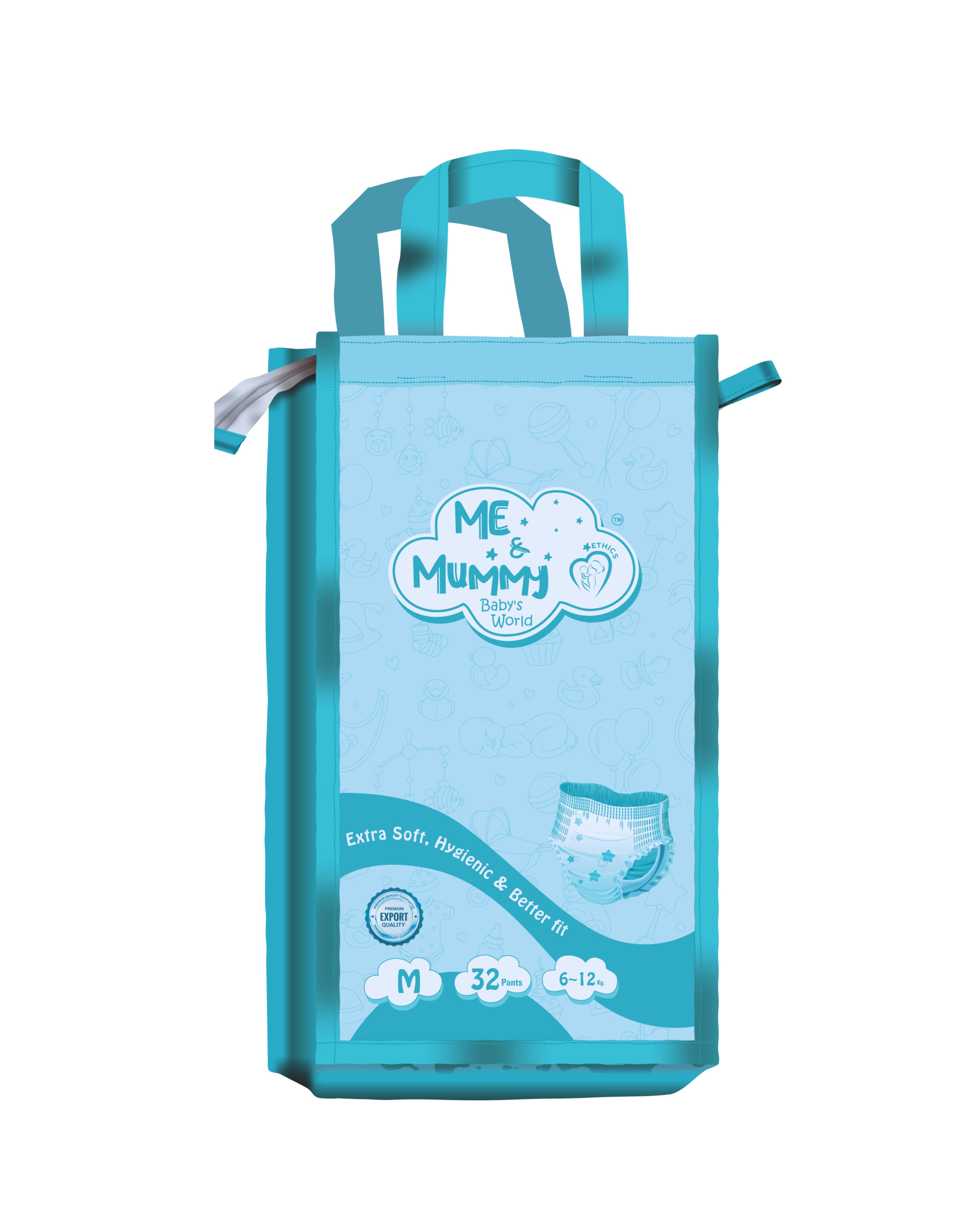 Medium Baby Diaper Pants ( For 6 to 12 kg) Pack Of 32pcs